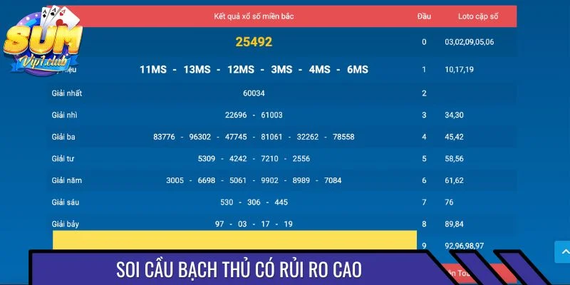 Soi cầu bạch thủ có rủi ro thua cao nếu chưa có kinh nghiệm